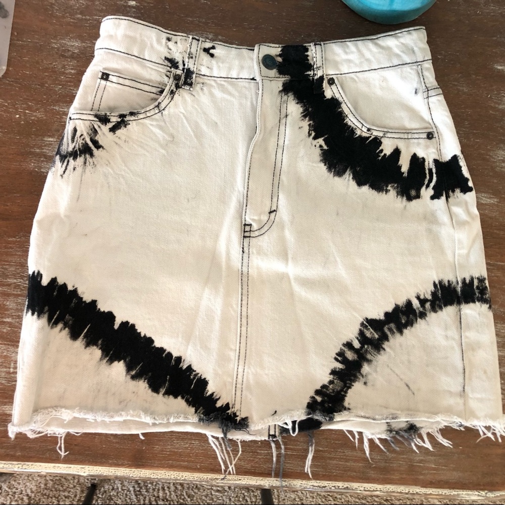 TopShop Denim Skirt White Black Tie Dye